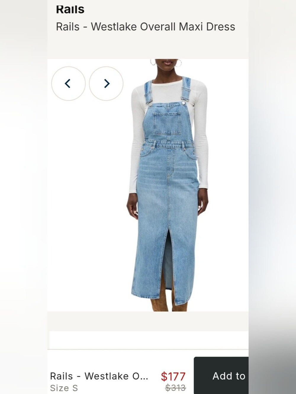 Rails Westlake Denim Overall Maxi Dress Sz M